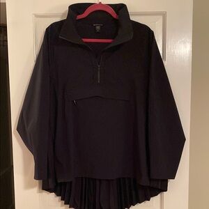 Athleta black half zip pullover with pleated hem